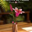 3D Flower Wooden Puzzles for Adults-Pink Lily, DIY Wooden Flowers Model Kit Building Set Crafts for Adults to Build, Botanical Collection/Ideal Creative Gift Ideas/Housewarming (73PCS)