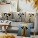 Abstract Dogs Pillow Covers 18x18 - Funky Dogs Throw Pillow Cover, Fun Quirky Dog Lovers Gifts Presents for Women Men, Trendy Quirky Dog Home Decor, Set of 4