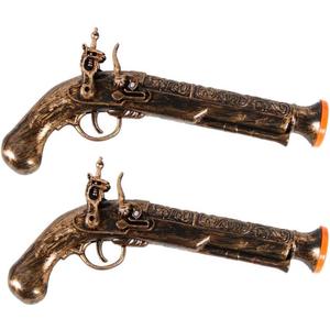 Lanxitown 2 Pcs Pirate Gun Toy Pistol 11'' Flintlock Pistol Prop with Sound Fake Pirate Costume Accessories for Kids & Adults Halloween Dress Up Party