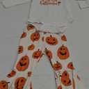 My First Halloween Outfit Newborn Baby Girl Outfits Pumpkin Long Sleeve Ribbed Romper Flare Pant Headband 3Pcs, 6-12M