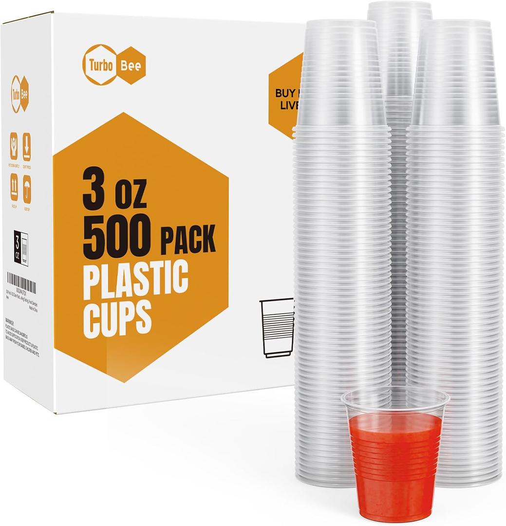 3oz Disposable Plastic Cups 500 Pack,Small Mouthwash Cups, Bulk Sample Tumblers for Home, School, Office, Parties, or Commercial Use