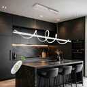 Electroplated Chrome Twisted Shape Color Changing Dimmable LED Pendant Chandelier, 39.37in