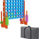 SDADI Jumbo 4 in a Row Game, 4-to-Score Giant Game Set with Adjustable Height (2.5-3.5 FT) for Kids & Adults, Indoor/Outdoor Connect Game with Quick-Release Slider, Perfect for Family and Party Games, Orange