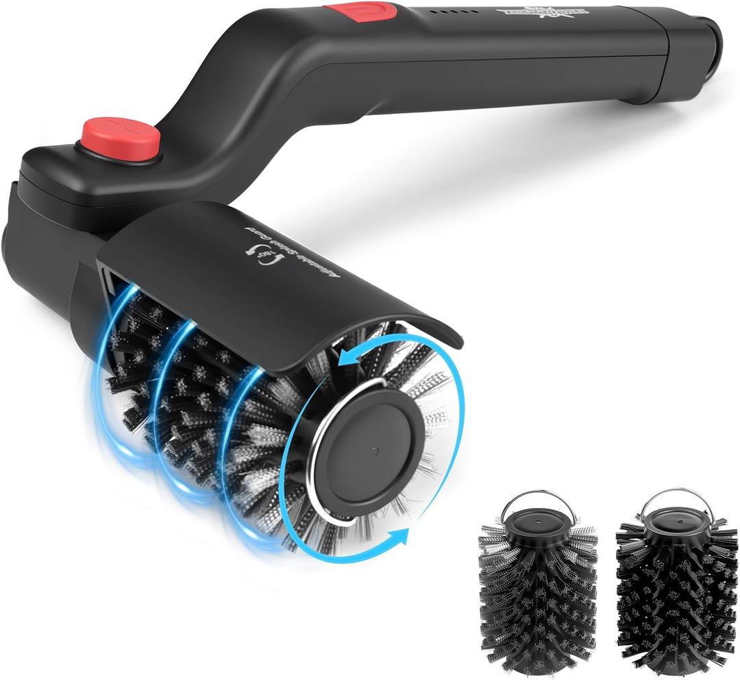 Electric Rotary Grill Brush with 1 Replacement Head,Cordless Rechargeable Grill Cleaning Brush with Adjustable Angle,No Bristle Shedding,Gifts for Men/Dad