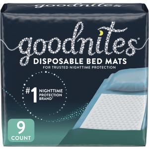 Goodnites Disposable Bed Pads/Mats for Bedwetting, 2.4 x 2.8 ft, 9 Ct, 4Pack
