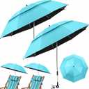 Nuanchu 2 Pack 49" Double Canopy Beach Umbrella with Clamp