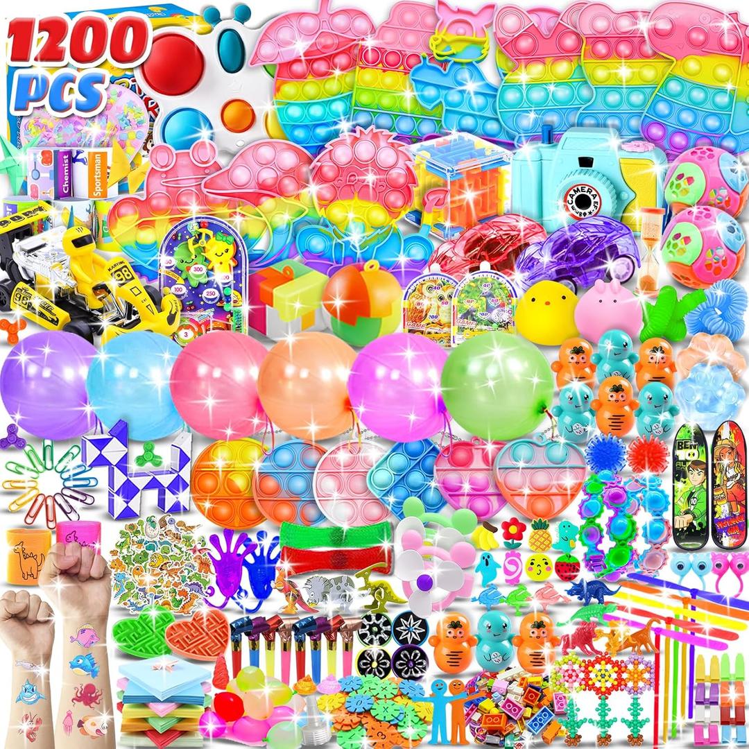 1000pcs Party Favors for Kids, Fidget Toys Pack,Bulk Toys Goodie Bag Stuffers,Prize for Kids Treasure Box Toys for Classroom Rewards ,Birthday Party Gift, Carnival Prize, Pinata Pinata Filler
