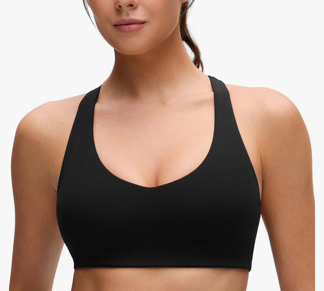 Butterluxe Racerback Sports Bras for Women - V Neck Supportive Padded Wireless Athletic Yoga Crop Top Size Medium