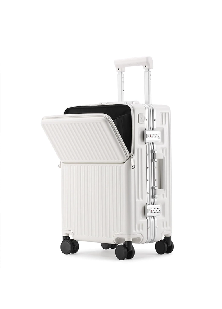 ZMY Carry on Luggage with Charging Port, Lightweight Hardside Suitcase with TSA Lock and Spinner Wheels (White, 26 inches)