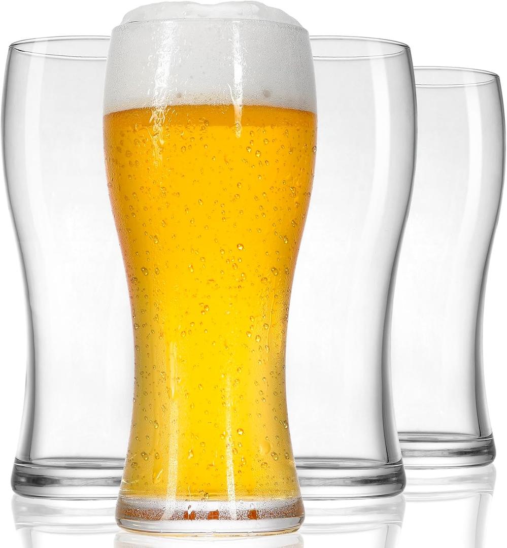 Beer Glasses Set of 4, 17 OZ Pint Glasses Pilsner Glasses for Father, Beer Mug Gifts for Men