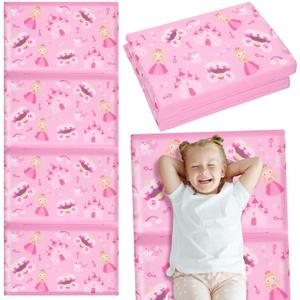 Shellwei Vinyl Nap Mat for Kids Preschool Daycare 52 x 20 x 1'' Kids Sleeping Folding Rest Mat for Toddler Boys Girls Baby Classroom Home Travel(Princess)