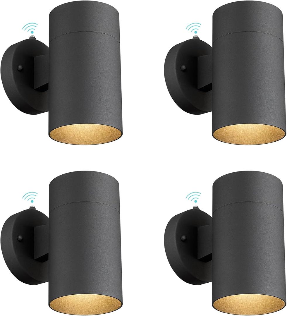 Ken & Ricky 4 Pack Dusk to Dawn Outdoor Wall Lighting, Black Porch Light, Modern Outdoor Wall Sconce with Photocell Sensor, Farmhouse Porch & Patio Lights -4 Pack