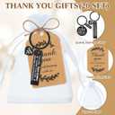 Yinkin 60 Pcs Christmas Thank You Keychain Gifts with Thank You Tag Bags Gift for Christmas Party Favors Employee Coworker (Black)