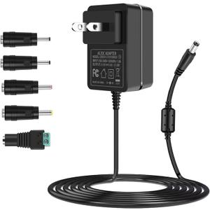18V 1A Power Adapter Center Positive, AC 100-240V to DC 18Volt 1000mA Universal Power Supply Cord, fit for 18V Electronics (Not for Battery Charger), with 5 Tips.