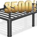 14 inch Twin Bed Frame with Rounded Corner Legs and Headboard Hole Mattress Slide Stopper 3500 LBS Heavy Duty Support Metal Platform,No Box Spring Needed, Noise Free, Easy Assembly