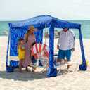 AMMSUN Beach Cabana, 6.5'×6.5' Beach Canopy, Easy Set up and Take Down, Cabana Tent with Sand Pockets, Instant Sun Shade with Side Wall, Sea Flow