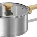 CAROTE 3.5Qt Stainless Steel Sauce Pan Set with Lid, 3-ply Base, Non-Toxic PTFE & PFOA Free Saucepan, Induction Cookware Set, Small Kitchen Pots, Stay-Cool Handles