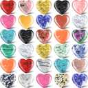 Nuenen 30 Pcs Heart Shape Crystals Bulk 1.57 Inch Gemstone Heart Stones Worry Stone Heart Rocks Quartz Love Pocket Palm Hearts Bulk for Valentines Day Gifts Stress Relief Gift (Fresh Color)