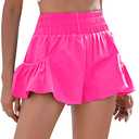 BMJL Womens High Waisted Shorts Athletic Running Shorts Workout Gym Quick Dry Flowy Shorts with Pockets (M, Hot Pink)