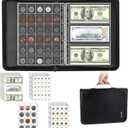 Coin Collection Book Holder Organizer - 410 Pockets Coins Collection Supplies Album for Collector 36 Sleeves Money Storage Case Fireproof Coin Currency Collection Bill Pennies Cash Black