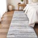 2x8 Washable Runner Rug for Family: Easy-to-Clean Runners for Hallway Entryway Bedroom - Stain and Water Resistant Rugs with Non-Slip Backing - Soft Low-Pile Carpet Beige Grey