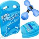 3 in 1 Swim Kickboard Kids Water Aerobics Equipment Swim Belt High Density EVA Foam Swim Dumbbell Aquatic Aerobics Set for Children to Adults (Blue)