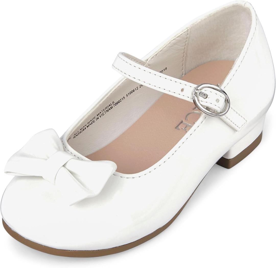 The Children's Place Low Heel Dress Shoes (5 Toddler, White Bow)