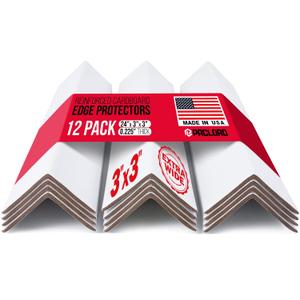 Extra-Wide 24" x 3" x 3" Reinforced Cardboard Edge Protectors (Pack of 12) – 0.225" Heavy-Duty Thickness – Cardboard Edge Protectors for Shipping – American Quality Pallet Edge Protector