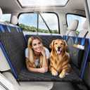 Back Seat Extender for Dogs, Dog Car Seat Cover for Back Seat Hard Bottom - Holds 330lbs Waterproof Back Seat Pet Cover for Dogs with Mesh Window & Pocket, Dog Hammock for Car, Small Truck, SUV (Black + Blue)