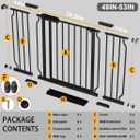 Fairy Baby Extra Wide Baby Gate 48-53 Inch Wide, Walk Through Pressure Mounted No Drill for Doorways, Long and Large Tension Gate for Pet and Kids, Black