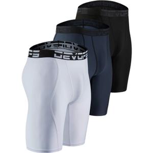 DEVOPS Men's 3 or 5 Pack Compression Shorts Athletic Workout Running Performance Baselayer Underwear with Pocket/Non-Pocket L