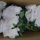 Waipfaru 50 Pcs White Roses Artificial Flowers Bulk, Real Touch Velvet Roses with Wrapping Paper, Fake Flowers for Wedding Centerpieces Bridal Bouquet Valentines Mothers Day Decor