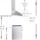 Stainless Steel Chimney Extension for Range Hood Cover Wall-Mount Style (Silver) Adjustable Vent Extender Ceiling Duct Retractable 31.5 inch ~63"