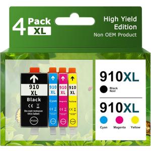 LEDES 910XL Ink Cartridges Combo Pack Replacement for HP Ink 910 XL Work with OfficeJet Pro 8020 8025 8028 8035 Printer,Black and Color,4 Pack