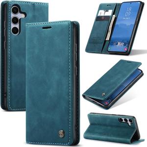 for Samsung Galaxy S25 Case, Flip Wallet Leather Case with Card Holder Magnetic Closure Shockproof Kickstand Protective Phone Cases Cover for Galaxy S25, Blue-Green