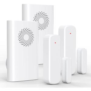 Wireless Door Chime, Door Open Sensor Alarm When Entry Business/Office/Store (500ft Range 51 Ringer Adjustable Volume) Home Alert Bell for Kid/Toddler Safety, 2 Receivers +2 Sensors