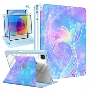 Uppuppy for iPad Air 5th/ 4th Generation Case 10.9, for iPad Pro 11 Inch Case Women Girls Folio Cover Pencil Holder Cute Pretty Unique Design Rotating Stand for Apple iPad Air 4/ 5 (2020/ 2022)/ Pro 11" 