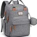 Diaper Bag Backpack-Multifunction Travel Baby Diaper Bag with Changing Pad, Insulated Bottle Holders & Pacifier Case, Large Capacity, Waterproof, Gray