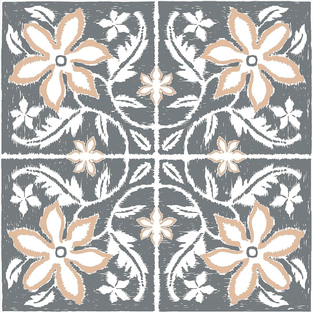 FloorPops Lillium Blue Peel and Stick Floor Tiles, FP6302, Large