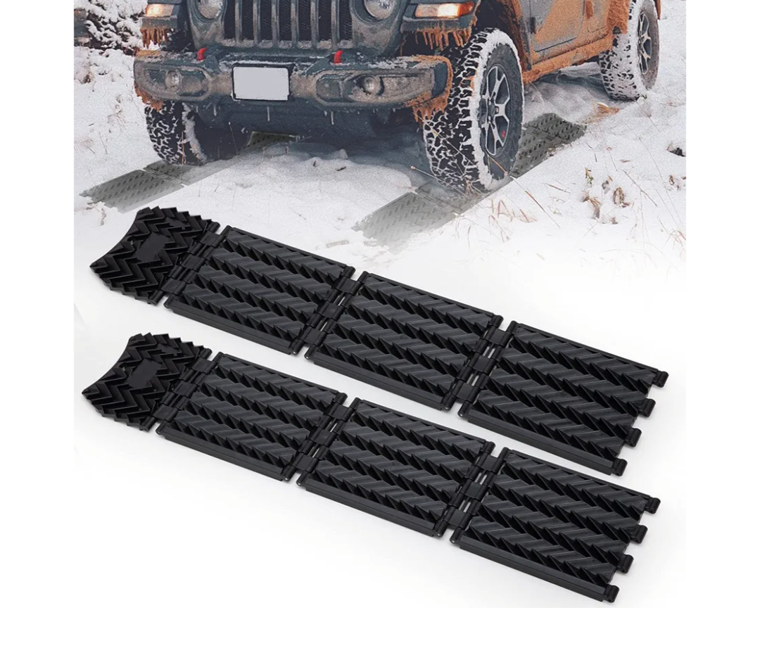 BUNKER INDUST Tire Traction Mats Foldable, Portable Recovery Track Boards for Off Road 4X4 Snow, Ice, Sand,Emergency Tire Devices for Cars, Trucks, Small SUVs,(2 Pack)