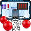 Basketball Hoop Indoor, Basketball Mini Hoop Pro Basketball Hoop Over The Door with Cool LED Lights, Boys Gifts Basketball Toys Gifts Room Accessories for Teen Boys 8-12