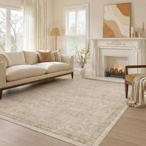 Nakagishi Neutral 5x7 Area Rugs for Living Room Washable Rug, Vintage Brown