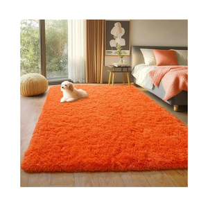 Orange Shag Rug for Bedroom, 4x5.9 Feet Fluffy Area Rugs for Living Room and Nursery, Soft and Comfy, Fuzzy Carpet for Girls Boys Kids Dorm Home Decor Aesthetic, Upgrade Non Slip