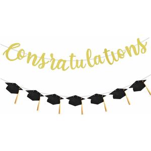 Congratulations Graduation Banner Decorations Class of 2025 with College Graduation Party Favors Supplies Pre-Strung