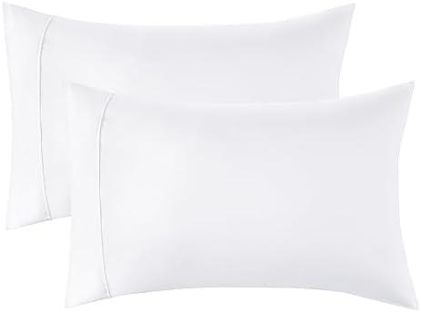 Bedsure Pillow Cases Standard Size Set of 2 - White Brushed Microfiber Pillowcases, Super Soft Pillowcase, Pillow Case Covers with Envelope Closure, Wrinkle, Fade and Stain Resistant, 20x26 Inches
