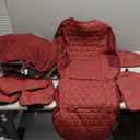 CAR PASS Bling Diamond Burgundy Leather Car Seat Covers Full Sets Interior Sets, Waterproof Shining Glitter Sparkly Crystal Universal Armrest Fit Automotive Truck SUV Cute Women Girl, Red Rhinestone