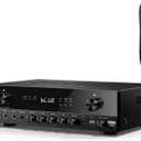 Donner Stereo Audio Amplifier, 600W Peak 2 Channel Receiver with Bluetooth 5.3, Phono, Optical, Coaxial, USB, FM, 2 Micin, Aux, RCA Input for Home, Karaoke, Theater Speakers, MAMP2
