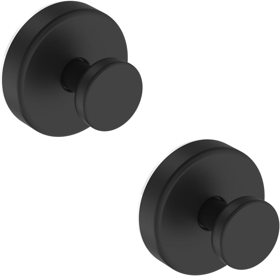 Suction Cup Hooks for Shower, Removable Towel Hooks for Bathroom Window Glass Door Wall, Bath Robe Looafh Wreath Hook for Hanging - 2 Pack, Black