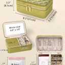 Velvet Travel Jewelry Box with Large Mirror, Double-Layer Jewelry Organizer Case for Women and Girls, Portable Storage Case with 6 Anti-Tarnish Bags Gift Ready for Her (Avocado Green)