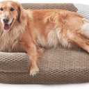 JOEJOY XL Orthopedic Dog Beds Large Sized Dog, Extra Large Washable Waterproof Oval Large Dog Bed with Removable Cover, Egg-Crate Foam Pet Bed with Bolster Sides & Non-Skid Bottom, Brown, 42''x31''